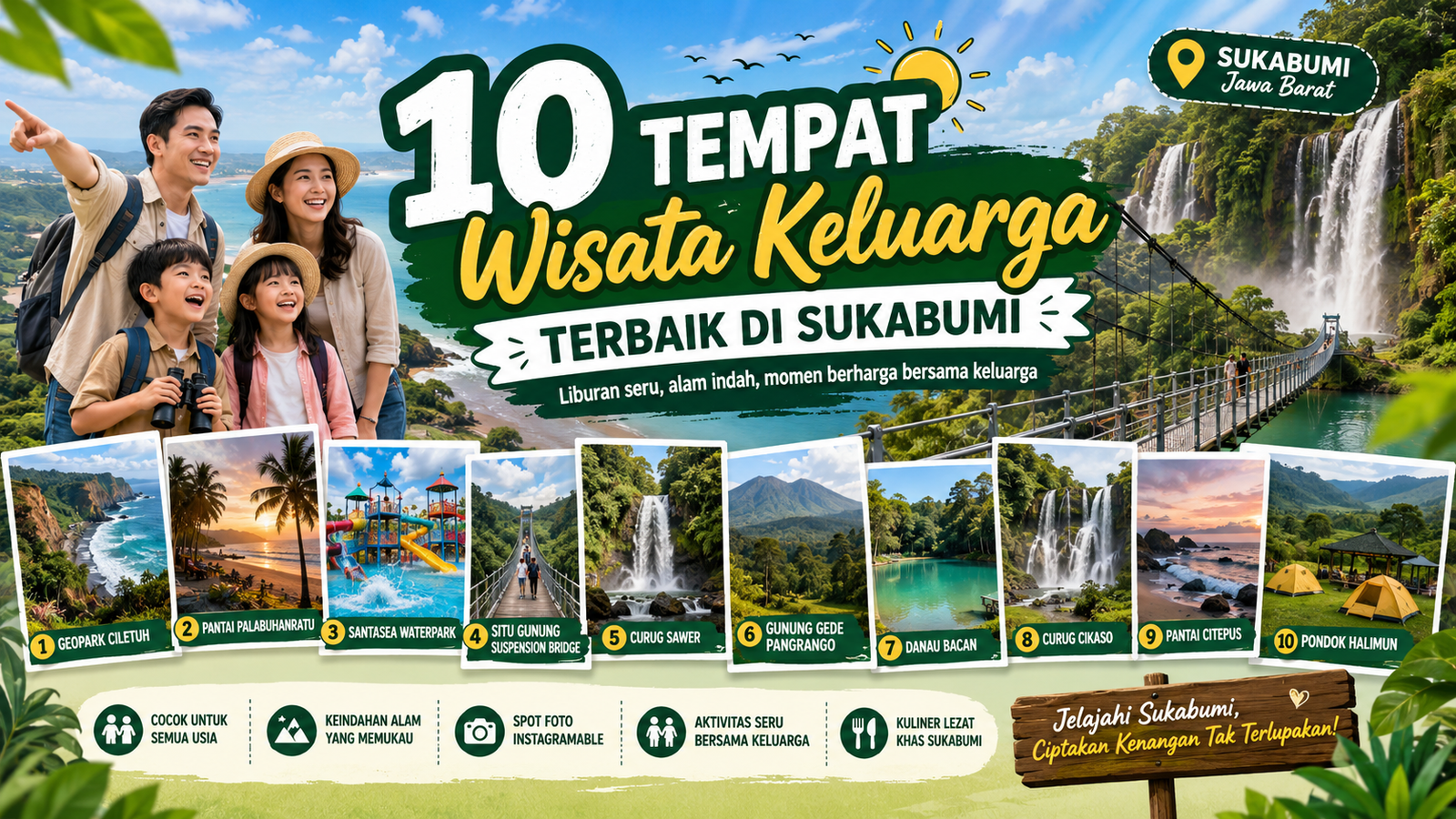 Read more about the article 10 Tempat Wisata Keluarga Terbaik di Sukabumi